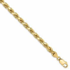 10k Yellow Gold 5mm D.C Rope Chain Medical Jewelry, School Jewelry, Bow Jewelry, Fine Jewelry Bracelets, Unique Diamonds, Yellow Gold Chain, Black Bow, Rope Chain, High Quality Jewelry