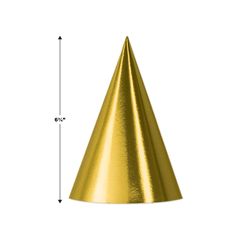 a gold cone shaped object with measurements