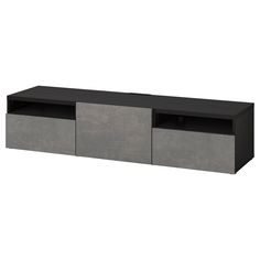 a black and grey shelf with two doors