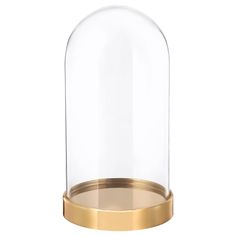 a glass dome with a gold base on a white background