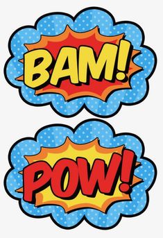 two comic speech bubbles with the words bam and pow