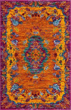 an orange and purple area rug