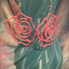 3d Printed Rose Earrings 3d Printing Jewelry, 3d Earrings, 3d Printed Earrings, 3d Printing Art, 3d Printed Jewelry, 3d Pen, Rose Earrings, Earrings Color, Flower Earrings