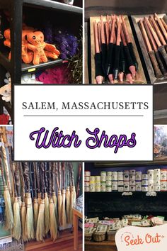 the salem, massachusetts witch shop has brooms and other items for sale in it