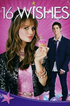 an advertisement for the movie 16 wishes with a woman holding a cupcake in her hand