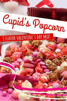 valentine's day cupcake mix with pink ribbon and santa clause in the background