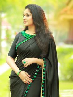 Kavya Madhavan Saree, Black Blouse Designs, Rs 200, Sari Blouse Designs, Blouse Designs Silk, Saree Design, Saree Blouse Designs Latest