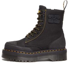 Dr.Martens x Ganni Jadon Nylon Platform Boots 'Black' 31794001 Nylon Boots With Round Toe For Fall, Fall Nylon Boots With Round Toe, Black Nylon High-top Boots, Nylon Round Toe Boots For Streetwear, Limited Edition Sneakers, Black Platform Boots, Sport Sneakers, Platform Boots, Dr. Martens