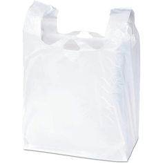 a white plastic bag is shown on a white background and it has no handles or handles