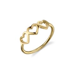 14KT GOLD LOVE COUNT RING - 3 HEARTS 3 Hearts, Stackable Ring, Stackable Rings, 14kt Gold, Heart Ring, Chloe, Gold Rings, Gold Plate, Yellow Gold