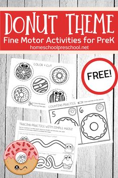 the donut theme is featured in this free printable activity