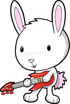 a cartoon bunny playing an electric guitar royalty illustration on white background stock images and clippings