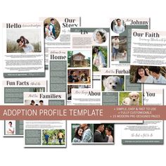 a collage of photos with the words adoption profile template