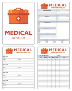 medical binder with medical information on it and an orange box in the middle,