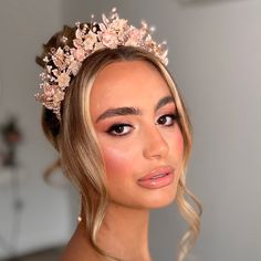 A stunning hand crafted, high quality, luxurious bridal headpiece. Made with beautifully hand sculpted Clay flowers in soft blush and peach tones with freshwater pearl and crystals create a unique, pretty, romantic and modern headband style perfect for your special day.  The flowers are made in soft blush and peach tones and so will look beautiful with a blush or ivory dress or if you are wanting to add some colour to your bridal look.  All of my designs are individually sculpted and handcrafted Modern Headband, Pink Wedding Headpiece, Floral Bridal Crown, Bridal Floral Crown, Essex England, Peach Tones, Floral Tiara, Halo Crown, Headpiece Bridal