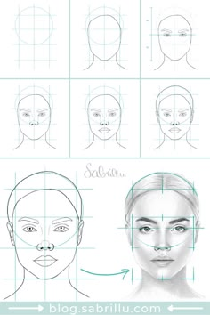 How to draw a female face, easy step-by-step tutorial, pencil drawing Face Proportions Drawing, Portrait Drawing Tips, Face Art Drawing, Face Proportions, Female Face Drawing, 얼굴 드로잉, Drawing Tutorial Face, Portraiture Drawing