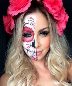 Candy Skull Halloween Makeup www.beautyguru.co.nz Makijaż Sugar Skull, Make Up Diy, Sugar Skull Halloween, Halloween Costumes Makeup