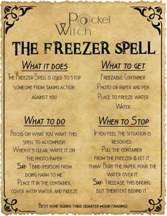 "Unlock the magic of 'The Freezer Spell' – a simple yet powerful spell to freeze negativity, toxic energy, and unwanted influences from your life. This easy step-by-step guide helps you protect your energy and manifest peace. Perfect for beginners and seasoned practitioners alike. Pin now to harness this ancient ritual and create positive change!"  #FreezerSpell #BanishingNegativity #ManifestationMagic #Witchcraft #EnergyProtection #SpiritualCleansing #SimpleSpells #WitchyTips #PositiveEnergy Spells To Clear Your Mind, Spells To Do On Halloween, Freezing Spell Witchcraft, Keys In Witchcraft, Spell Wallpapers, Magic Spells Witchcraft Real, Witchcraft Incantation, Hoodoo Protection Spell, Keep My Name Out Of Your Mouth Spell