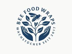 the logo for bee food wraps, which is designed to look like hands holding a plant with