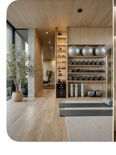 there are two pictures of the inside of a home with wood flooring and walls