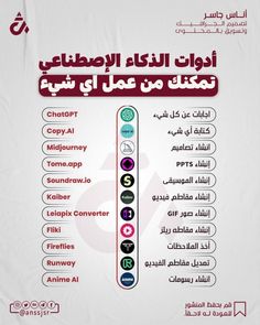 an arabic language poster with different languages