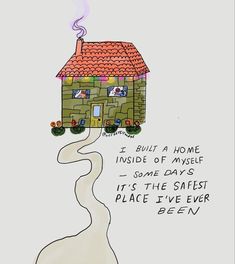 a drawing of a house with a road going through it and the words built a home inside of myslee some days