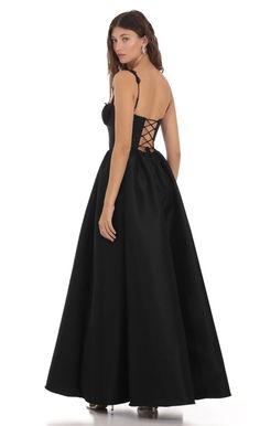 Corset Gown Dress in Black | LUCY IN THE SKY Built In Corset Dress, Back Corset Dress, Corset Dress Vintage, Long Corset Dress, Bridal Clothes, Corset Gown, Junior Prom, Black Dresses Classy, Hoco Dress