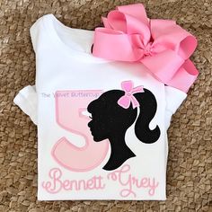 Babrie Birthday Shirt! Barbie Birthday Shirts For Family, Barbie Birthday Shirt, Bodysuit Short Sleeve, Bday Shoot, 7 Birthday, Newborn Bodysuit, Body Suit With Shorts, Barbie Birthday, Barbie Party