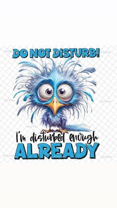 an angry blue bird with the words do not disturb i'm disturbed enough already