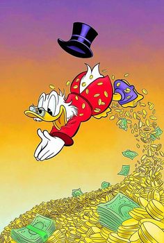 an image of donald duck in the air with money