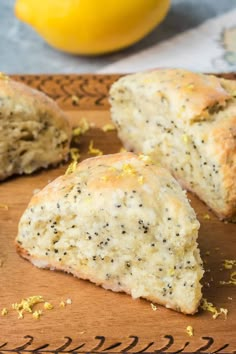 lemon poppy seed biscuits on a wooden cutting board