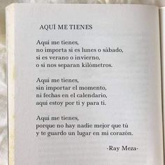 an open book with some writing on it's page and the words in spanish