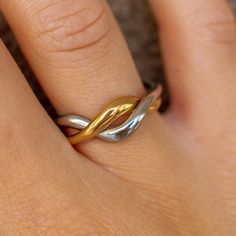 18K Gold-Plated Stainless Steel Nickel-Free Lead-Free Hypoallergenic 2-in-1 Ring Water Resistant Mixed Metal Jewelry Rings, Jewelry Mixed Metals, Wishlist Board, Mixed Metal Ring, Layering Ideas, Jewelry Stack, Minimalistic Jewelry, Two Tone Ring, Mixed Metal Rings