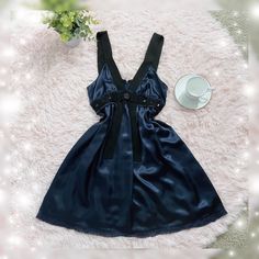 This Is Actually One Of The Most Stunning Dresses I’ve Found Thrifting! Absolutely Gorgeous- Hard To Let This Piece Go. I Cross Post On Multiple Sites- Grab This Item While You Can! Brand: Forever 21 Size: 3 Color: Black And Navy Blue Condition: New Without Tags Open To Offers For Exposure: Brandy Melville Jgalt Johngalt Urban Unif Thrifted Vintage Urban Outfitters Cottage Core Tiktok Trendy Juicy Couture Corset Platform Discontinued Upcycled Fitted Y2k Docs Doc Marten Victoria’s Secret Dress Dolls Kill Grunge Aesthetic 2000s 70s 80s 90s Sold Out Free People Zara Princesspolly For Love And Lemons Punk Kawaii Demonia Hot Topic Ralph Lauren Tommy Hilfiger Sweater Satin Babydoll Dress, Punk Kawaii, Satin Babydoll, Aesthetic 2000s, Secret Dress, Sleepwear Fashion, Doc Marten, Tommy Hilfiger Sweater, Whimsical Fashion