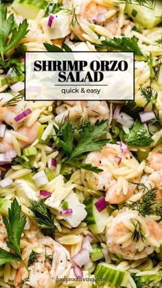 shrimp orzo salad with pasta and herbs