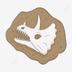 an animal skull with large teeth on it's face, illustration, cartoon png and psd