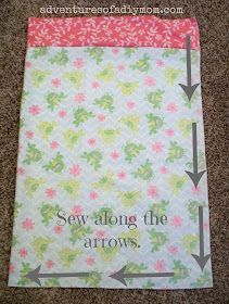 an open book with the words sew along the arrows on it, sitting on top of a carpeted floor