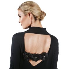 “Elegance is the only beauty that never fades”- Audrey Hepburn Add BackStory’s chiffon flowers cover to add elegant glamour to any of your open-backed dresses or tops. • Designed with 3 black chiffon flowers laced with rhinestone clusters • Easily attaches/detaches to The BackStory Bra with hook & loop closure • Hand wash only Evening Backless Top With Built-in Bra, Chic Backless Top With Built-in Bra, Stretch Backless Halter Top With Built-in Bra, Black Backless Swimwear With Built-in Bra, Black Tops With Built-in Bra And Strappy Back, Flower Bra, Backless Dresses, Bra Strap, Chiffon Flower