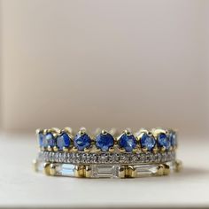 Geren Ring in Emerald [1.0ct],14K Recycled Yellow Gold [Priced per ring] Sapphire Ring White Gold, Colorful Wedding Ring Stack, Sapphire Engagement Ring Stack, Sapphire Ring Stack, Casual Jewellery, Colorful Rings, Sapphire And Diamond Band, Sapphire Eternity Ring, Sapphire Wedding Band