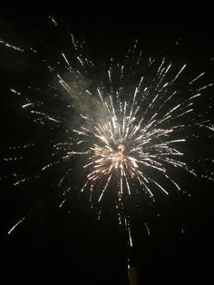 fireworks are lit up in the night sky