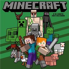 an image of minecraft poster with people and animals