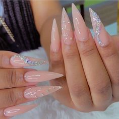 Shimmery Nails, Pink Stiletto Nails, Stilleto Nails Designs, Extension Nails, Nails Colorful, Nail Quotes, Nails Sparkle, Pointy Nails, May Nails