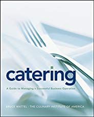 a book cover with a fork and knife on it's side, the title is catering