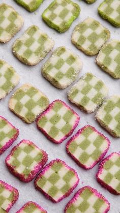 green and white cookies with pink sprinkles on them