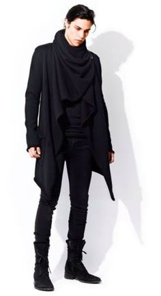 Prince Attire, Non Binary Fashion, Miles Mcmillan, Shawl Coat, Gothic Mode, Black Shawl, Witch Fashion, Androgynous Fashion, Futuristic Fashion