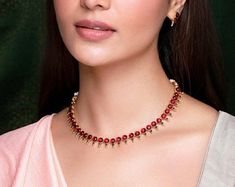 Ruby Necklace, Kemp Necklace, Gold Choker Necklace, Temple Jewelry, South Indian Necklace, Matte Gold Choker, Indian Jewelry/bridal Neckalce - Etsy Canada South Indian Necklace, Kemp Necklace, Temple Jewelry, Indian Necklace, Ruby Necklace, Gold Choker Necklace, Jewelry Bridal, Gold Choker, Temple Jewellery