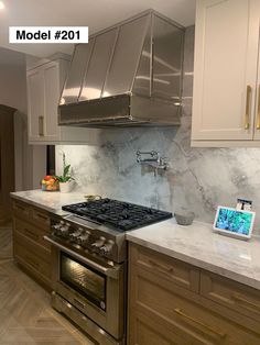 a stove top oven sitting inside of a kitchen