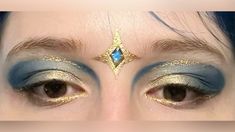 Geode Makeup, Blue Gold Makeup, Eye Gems Makeup, Blue And Gold Makeup, Aquamarine Makeup, Blue Hair Makeup, Dope Makeup