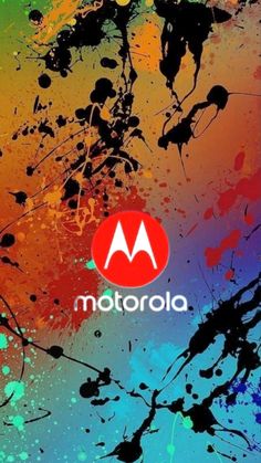 the motorola logo is shown on an abstract background with paint splatters and splashes