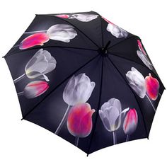 Galleria Art Print Walking Length Umbrella - Tulips Floral Umbrellas, Stylish Umbrella, Umbrella Painting, Cute Umbrellas, Rain Accessories, Umbrella Art, Umbrella Designs